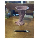 Old Frankoma cornucopia pink vase