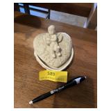 Ceramic heart shaped with angel on top jewelry