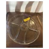 Scalloped glass snack tray, 10 1/2 inches