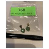 Small Jade heart pierced earrings