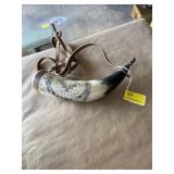 Very nice!  Vintage gun powder horn flask with