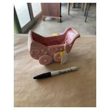 1950s pink pottery, baby carriage