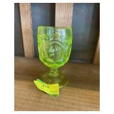 Moon and glass pattern goblet, Vaseline glass