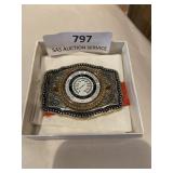 Belt buckle made in USA gold tone " International