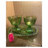 Carnival glass harvest grape sugar and creamer