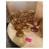 Vintage carnival glass Marigold goblets six