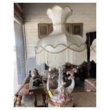 Beautiful pink and cream color Capodimonte lamp