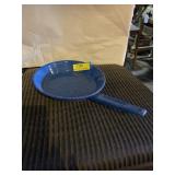 Blue Enamel skillet 9 inches round.