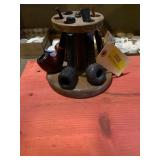 Wood pipe holder with six smoking pipes