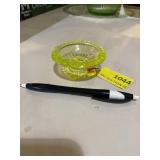 Vaseline glass pedestal bowl, salt cellar?