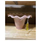 Vintage handblown opaline pink sweet pea vase  5