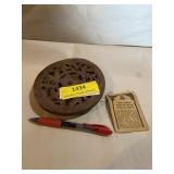Hand carved wood, small trivet from India