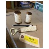 Vintage hand carved elephant  ivory and wood salt