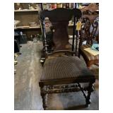 Antique heavy wood dark stain chair 18 x 21 t