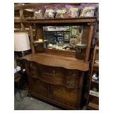 1860s Tiger Oak buffet with serpentine front..