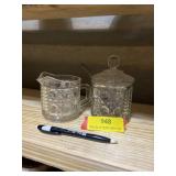 Vintage sugar bowl with lid and spoon and creamer