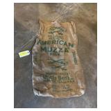 Vintage burlap rice sack, American Muzza Rice