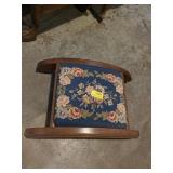Krauss furniture footstool needlepoint padded