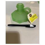 Vaseline green satin, thin candle holder vintage
