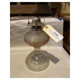 Vintage pressed glass, kerosene lamp inside