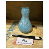 Vintage blue blown glass vase