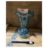 Vintage blue glass hand blown vase