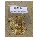 Vintage security badge pin screw on back