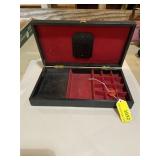 Old black leather looking jewelry box 11 x 6 x 2