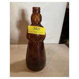 Amber colored aunt Jemima syrup bottle 10 inches