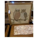 Fabric square owls 16 1/2 x 16