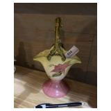 Mid 1900s Hall pottery Woodland pattern fan vase.