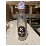 Vintage Kroger K -orange glass soda bottle