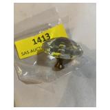 Vintage diamond glass, cut, and brass finial