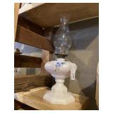 Vintage white glass oil lamp 18 inches