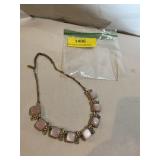 Coro style choker necklace with pink thermoset