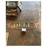 Red metal cut out with gold metal deli letters 4