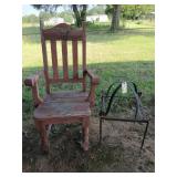 Old wooden chair, metal decor