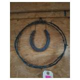 Barbed wire and horseshoe wall art 10"