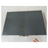 Metal 24 bin organizing box with contents 18x12x3