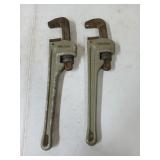 Set of two aluminum heavy duty pipe wrenches, 14
