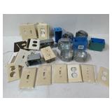Assorted switch plate covers, electrical boxes,