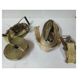 Set of two yellow 2 inch ratchet straps