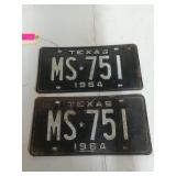 Set of Texas 1964 license plates