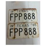 Set of Texas 1965 license plates