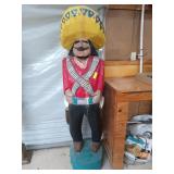 Wooden sombrero man 67"