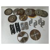 Asst circular saw blades, sanding discs,