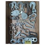 Asst chain hooks, pulleys, links, latches