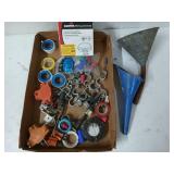 Funnels, porcelain light fixture, conduit stays,