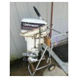 Johnson 9.9 outboard boat motor with dolly,