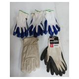 4 pair grip gloves, pair of leather work gloves